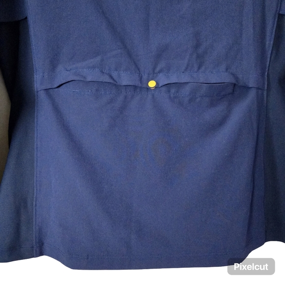 Brooks Fusion Hybrid Jacket Navy Blue Bolt Packable Built-In Mesh Backpack - Picture 9 of 16